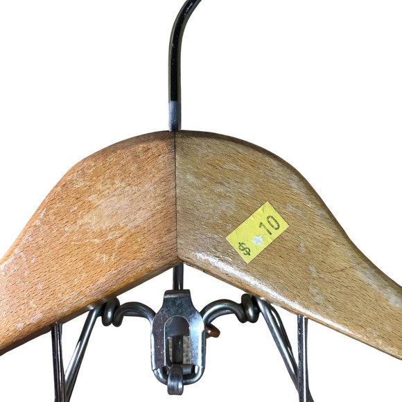 The Setwell 20 Inch Wooden Trouser Clamp Suit Hanger Vintage Made In USA Heavy D - Picture 5 of 16